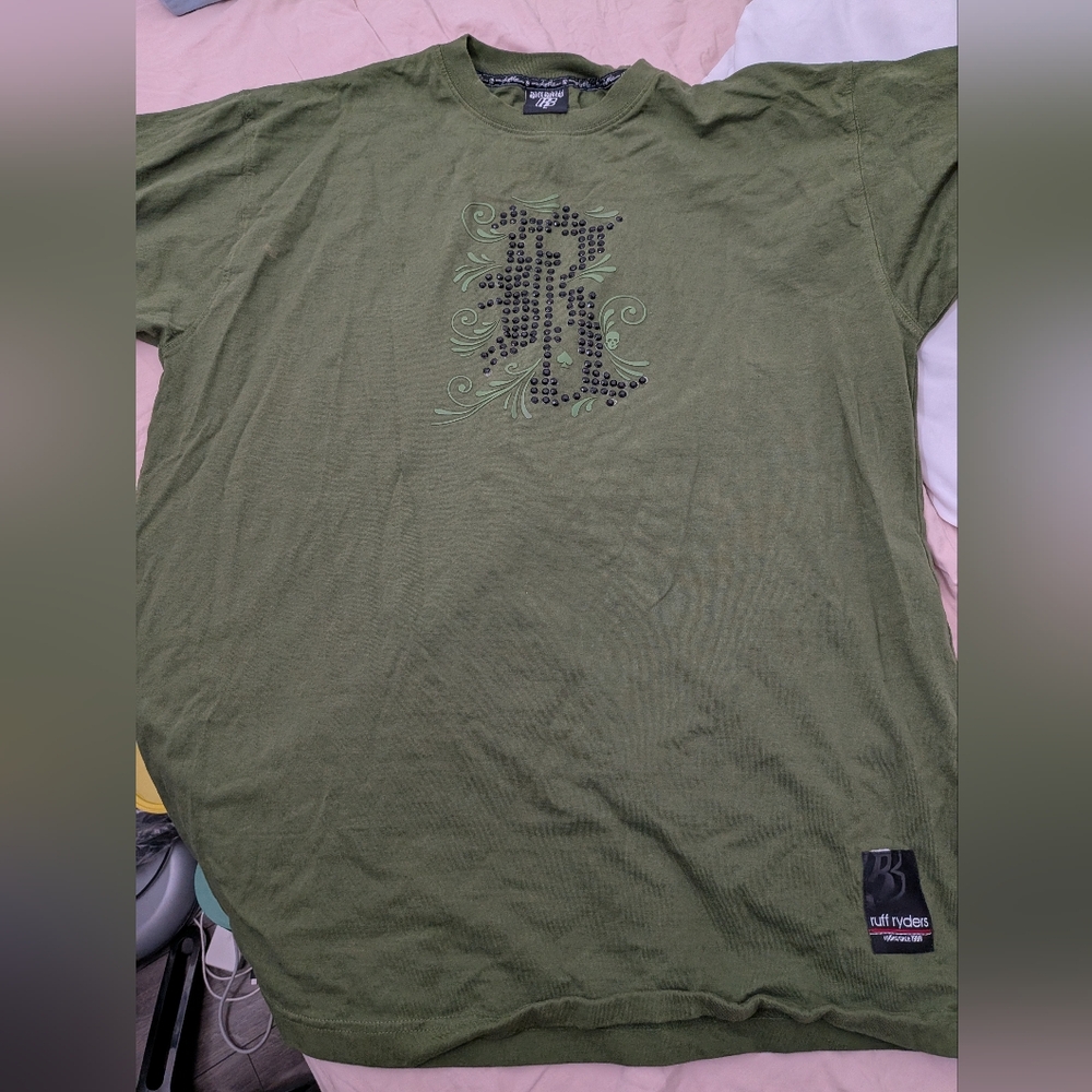 Ruff Ryders Vintage Green Graphic Men's Shirt Large